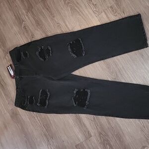 -NWT No Boundaries Super High-Rise Straight  Distressed Button Fly Jeans Size 15